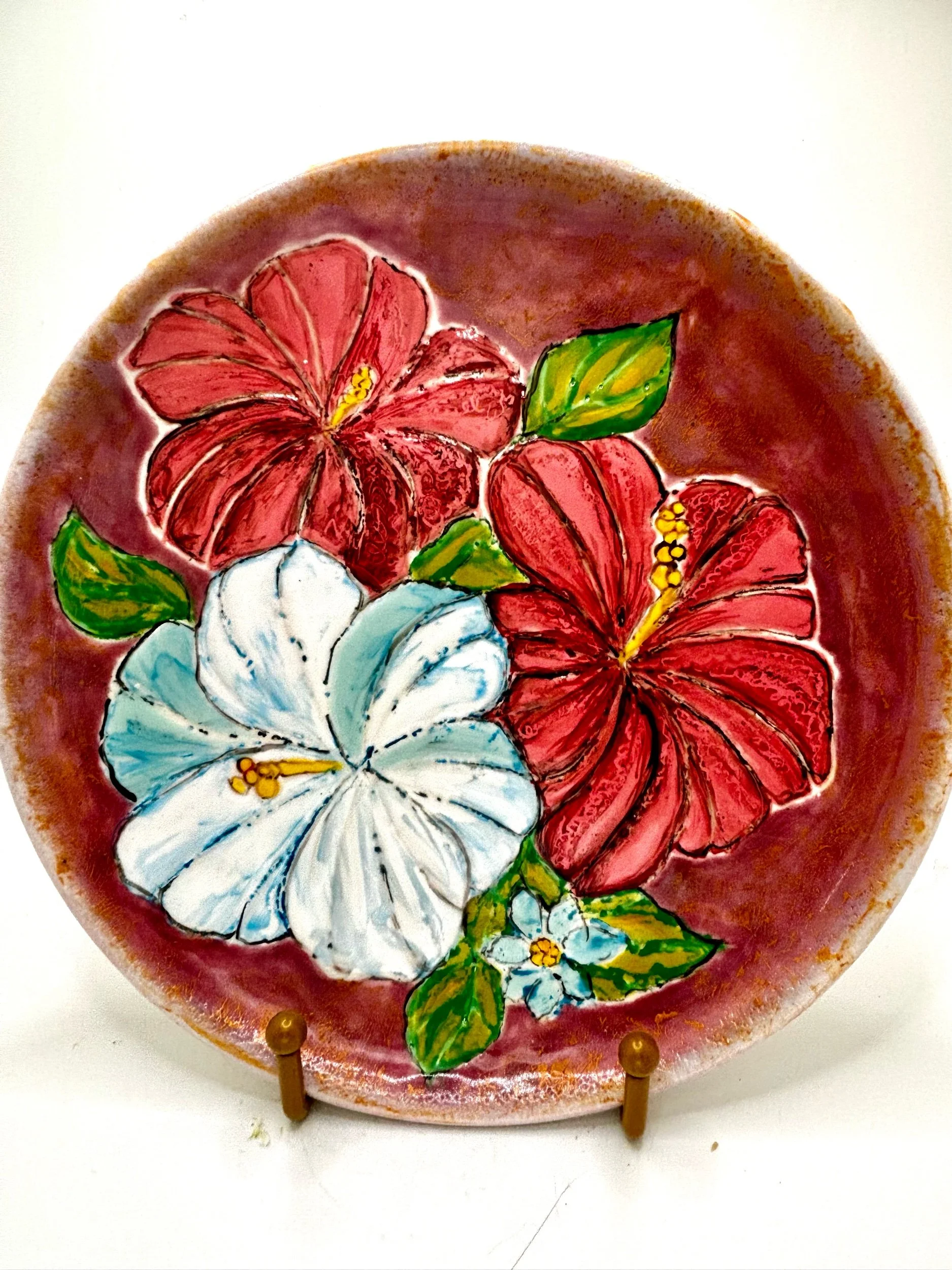 3 flowers plate