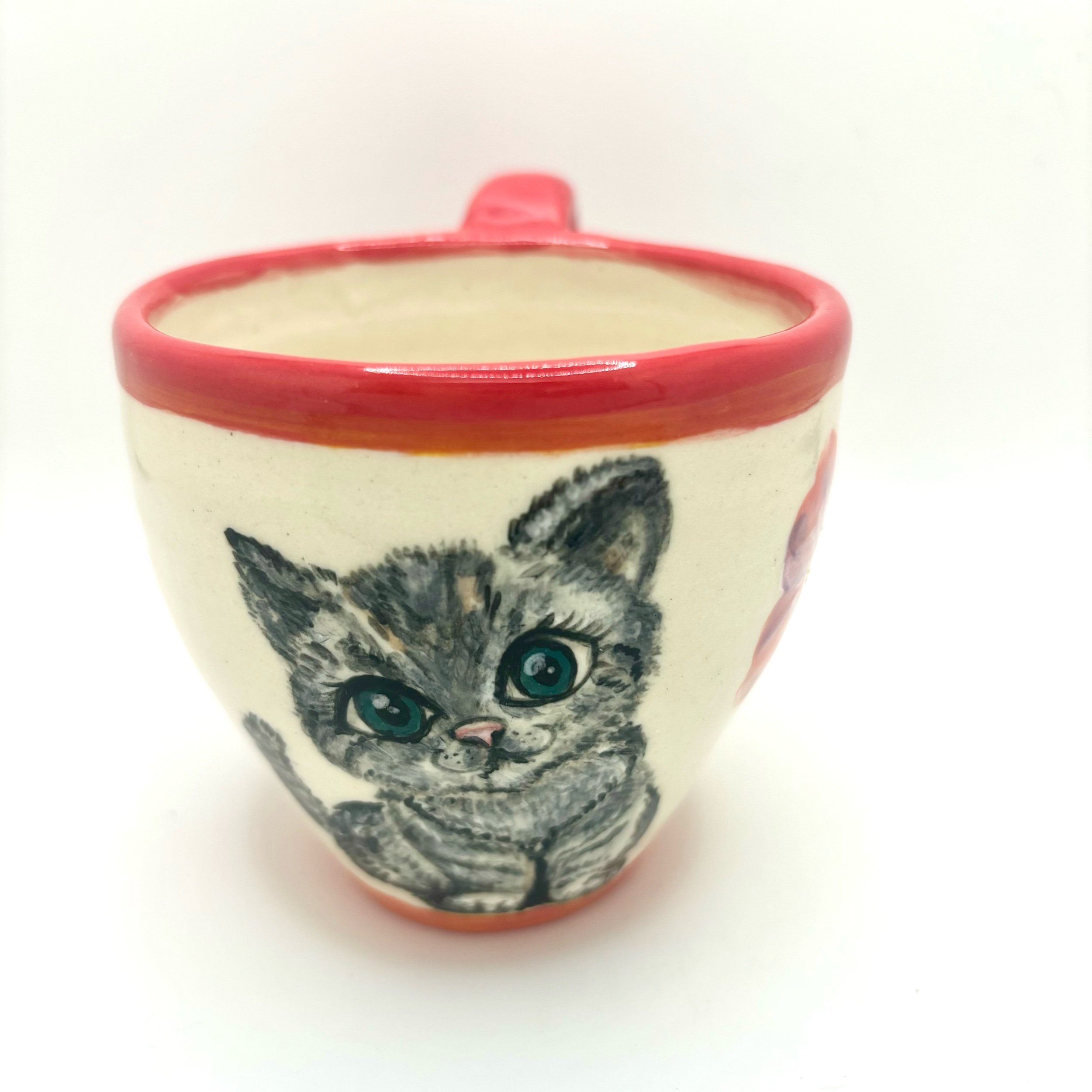 Kitty with pink flowers cup