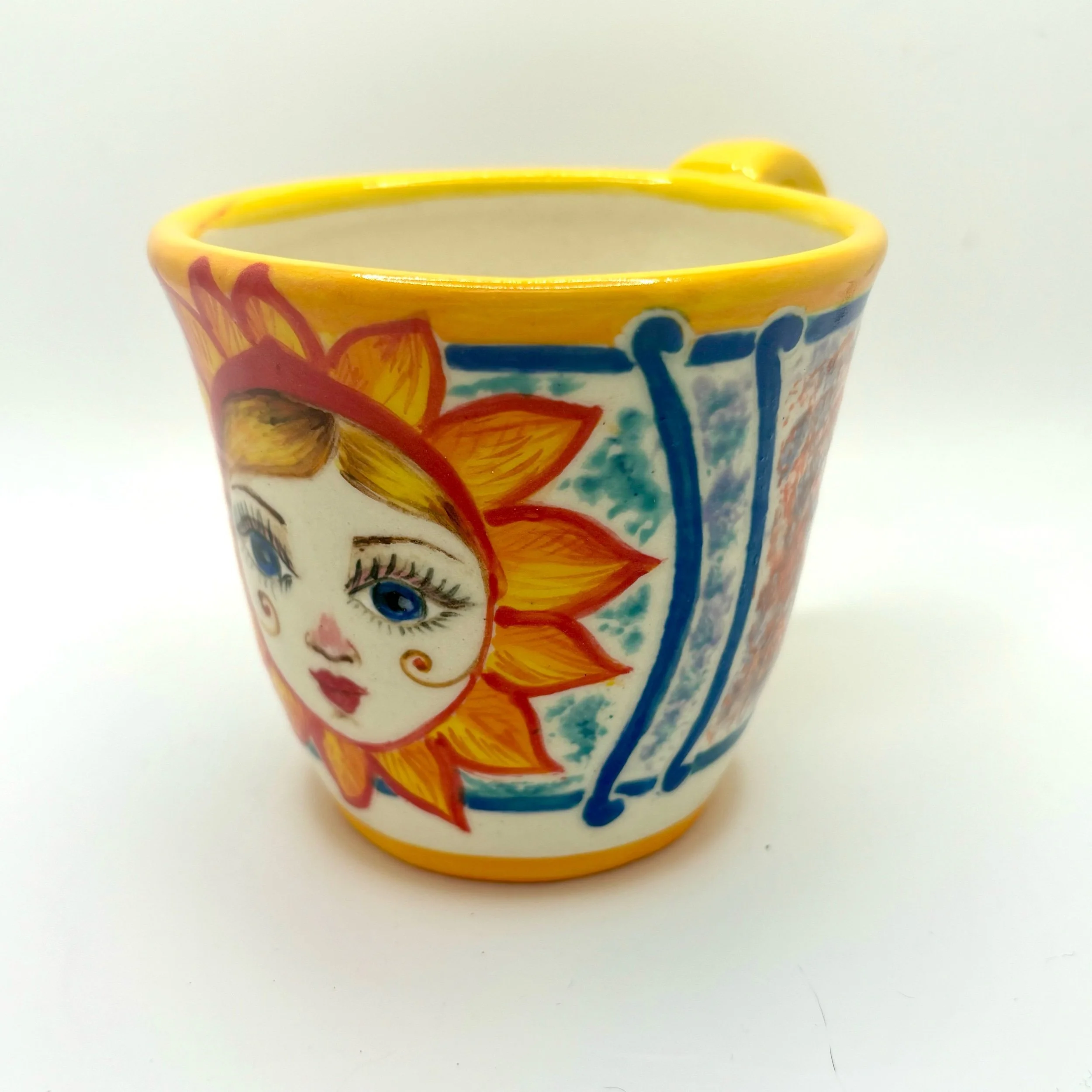 Sunny girl on blue